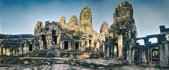 Bayon temple in Angkor Thom. Siem Reap. Cambodia. Panorama