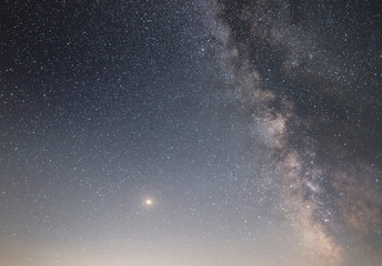 Milky way galaxy and mars planet.	