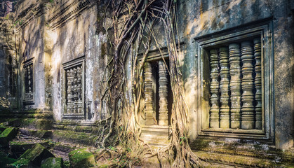 Beng Mealea or Bung Mealea temple. Siem Reap. Cambodia. Panorama