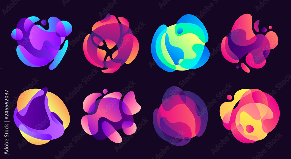 Poster abstract gradients shapes. organic free form colorful gradient blur, blurred fluid shape or liquid b