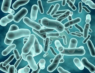 Blue transparent bacterial strain 3d rendering.
