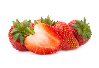 Ripe strawberries from the garden, isolated on a white background