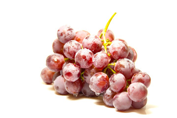 bunch of red grapes isolated on white background 