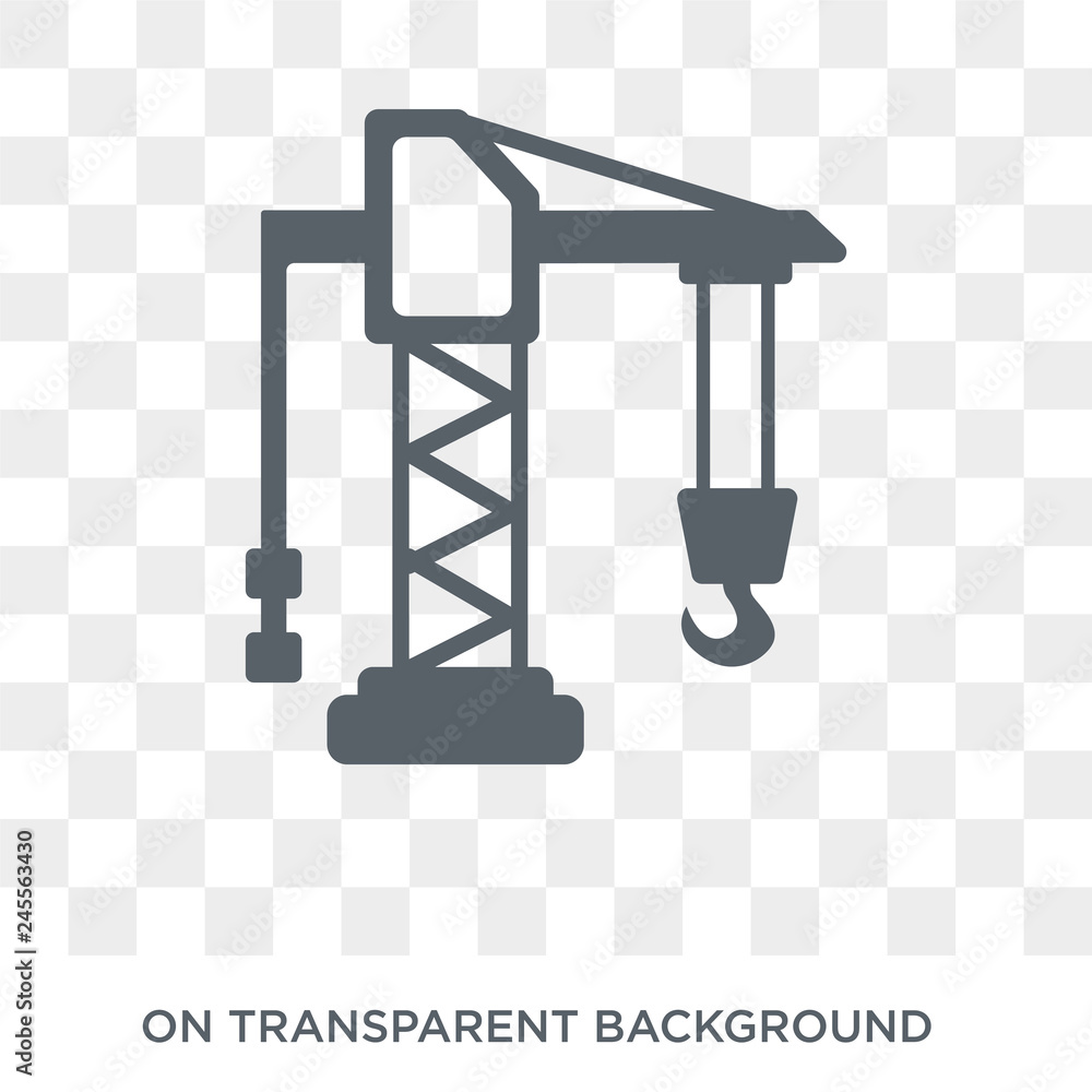 Poster crane icon. trendy flat vector crane icon on transparent background from construction collection. hi