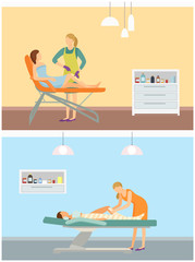 Body wrap detoxifying slimming method of staying healthy and beautiful. Depilation with wax stripes. epilation hair removal, therapy in salon vector