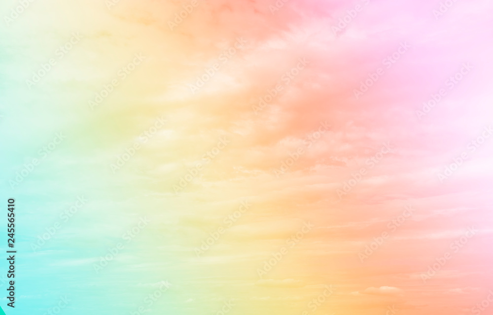 Wall mural clouds sky with gradient pastel color use for abstract background.