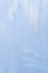 Frosty patterns on a frozen ice box in the early morning