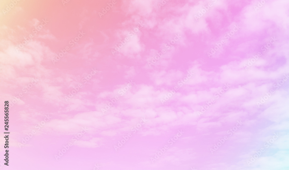 Wall mural clouds sky with gradient pastel color use for abstract background.