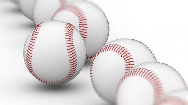 Baseballs. Looping footage has 4K resolution. Prores 4444. 3D Illustration.
