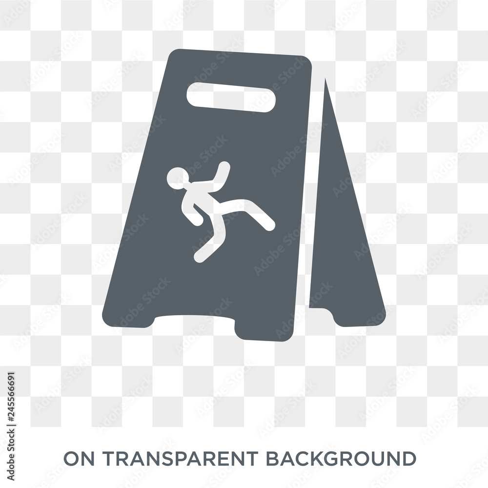 Poster wet floor icon. trendy flat vector wet floor icon on transparent background from cleaning collection