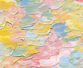 Fototapeta na wymiar Highly-textured colorful abstract painting background. Palette knife. Texture of oil paint. High detail. Can be used for web design, art print, textured fonts, figures, shapes, etc.