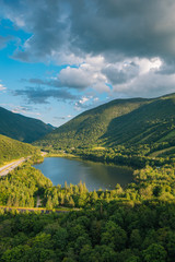 View of Echo Lake from Artist's Bluff, at Franconia Notch State Park, in the White Mountains, New...