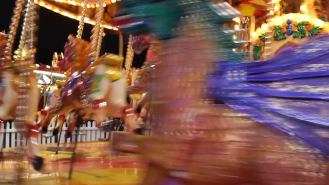 merry go round carousel horses funfair fairground ride stock, footage, video, clip,