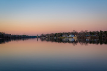 Fototapeta na wymiar Lake Lenape at sunset, in Mays Landing, New Jersey