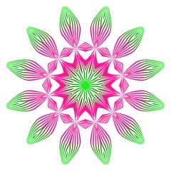 Anti-Stress Therapy Pattern. Mandala. For Design Backgrounds. Vector Illustration. Can Be Used For Textile, Greeting Card, Coloring Book, Phone Case Print. Gradient green, pink color