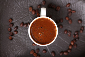 Obraz na płótnie Canvas A cup of Turkish coffee with very cozy coffee beans
