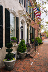 Fototapeta na wymiar Row houses in Old Town, Alexandria, Virginia