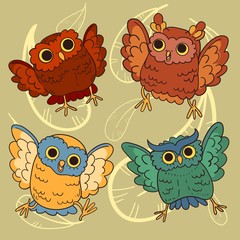 Fototapeta premium Set of an cute owls