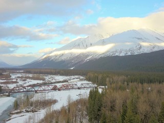 Flying in the Chugach mountains Alaska 