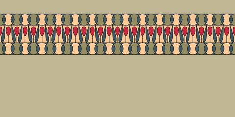 Geometric folklore ornament. Ethnic vector texture. Decorative ribbon in vintage style. Coloful illustration