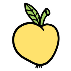 Cartoon doodle linear apple isolated on white background. Vector illustration.  