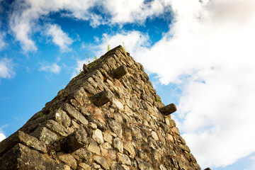 Details of Inca stone carving in a roof at Machu Picchu
