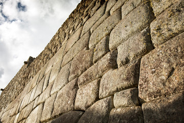 Typical old Inca stone wall in Machu Picchu