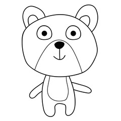 Cute doodle teddy bear isolated on white background. Vector illustration.   