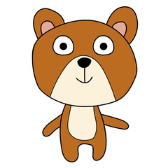 Cute doodle teddy bear isolated on white background. Vector illustration.   