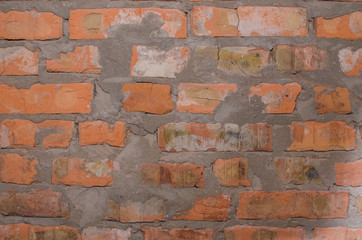 Industrial background, empty grunge urban street with warehouse brick wall