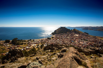City view of Copacabana at the Titicaca lake in Bolivia
