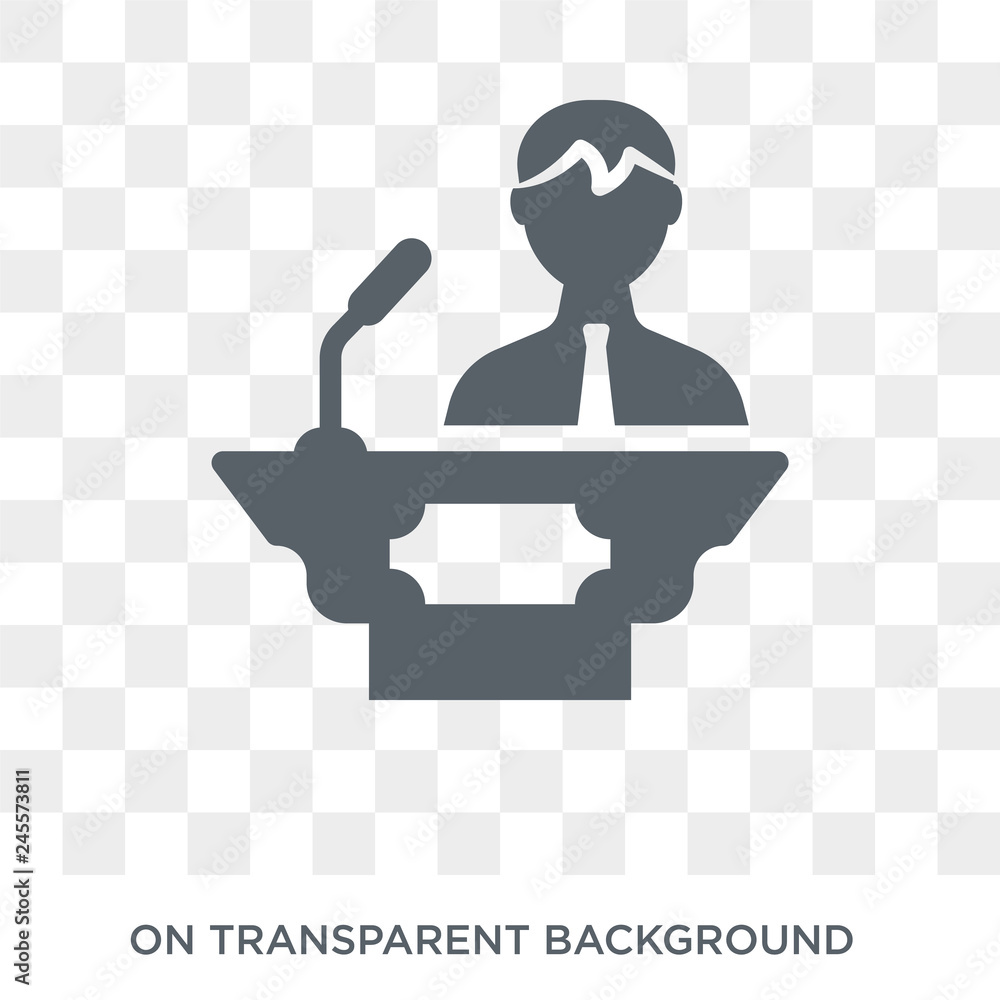 Poster speech icon. trendy flat vector speech icon on transparent background from business and analytics co