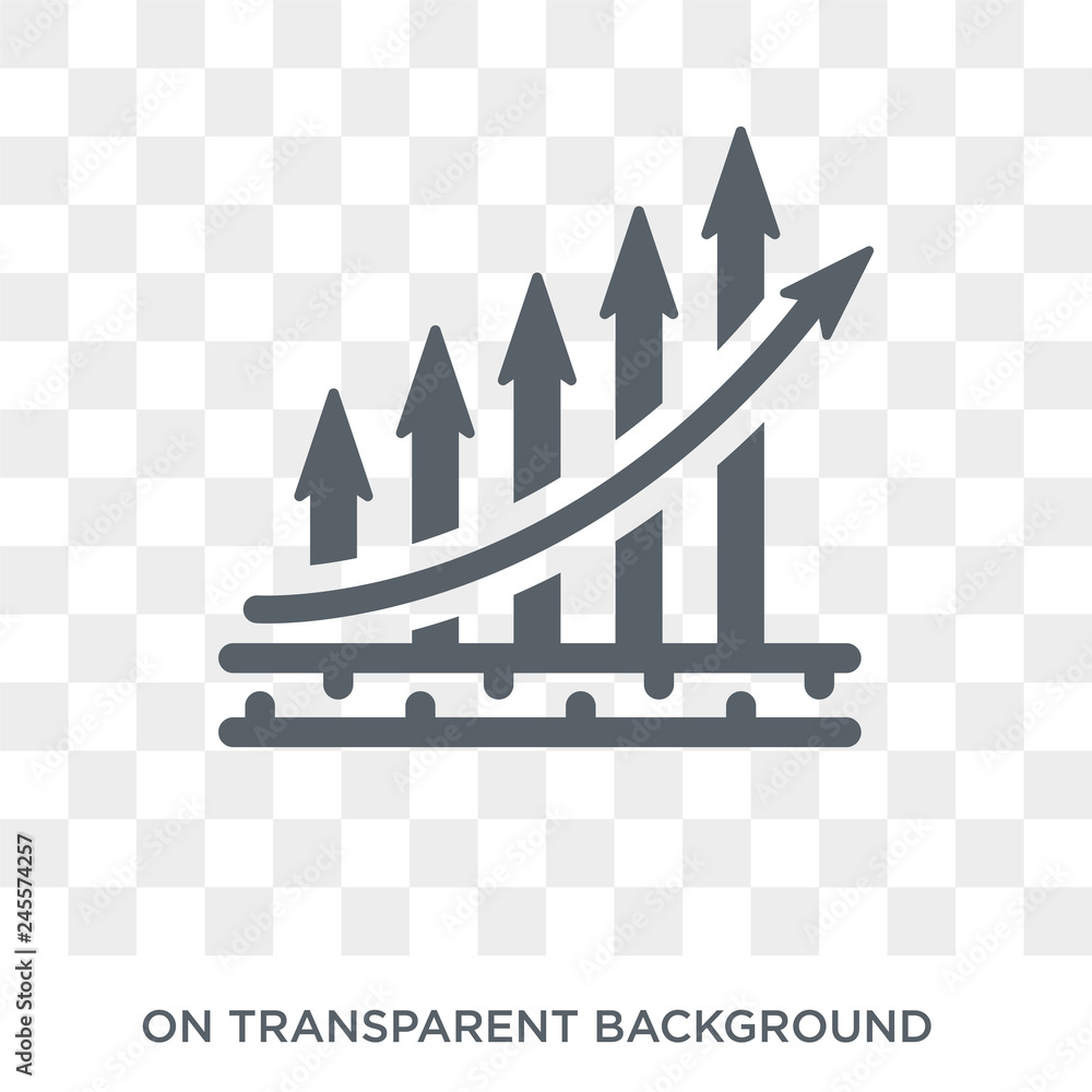 Poster increasing stocks icon. trendy flat vector increasing stocks icon on transparent background from bus