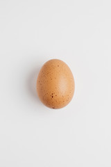  Brown chicken fresh tasty healthy egg on a white background top view