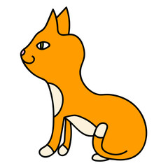Cartoon orange cat isolated on white background. Vector illustration. 