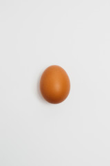  Brown chicken fresh tasty healthy egg on a white background top view