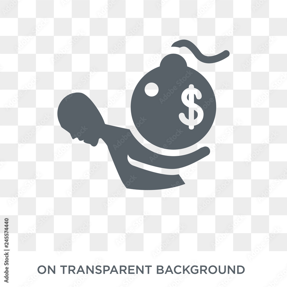Poster debt icon. trendy flat vector debt icon on transparent background from business and analytics collec