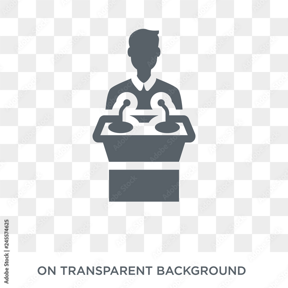 Poster conference icon. trendy flat vector conference icon on transparent background from business and anal