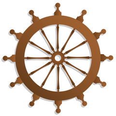 Illustration of Boat Steering Whell Flat Icon with long shadow