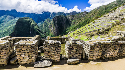 The stone walls of Machu Picchu