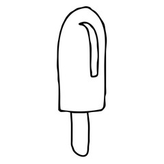 Cartoon doodle linear Popsicle, ice cream isolated on white background. Vector illustration. 