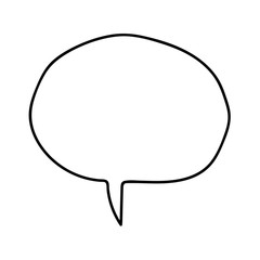 Cartoon doodle linear speech bubble isolated on white background. Vector illustration. 