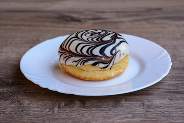 donut on a white plate