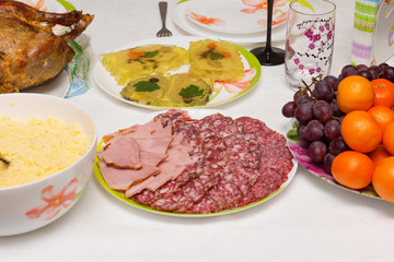 products on the festive table