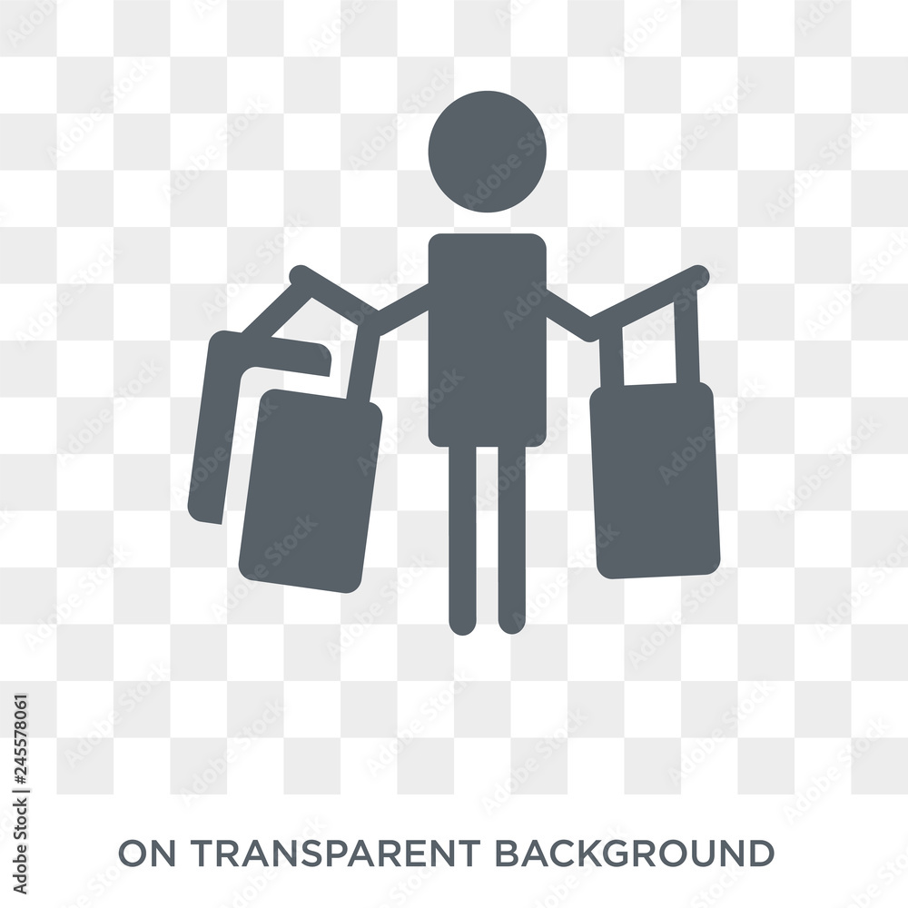 Poster shopping icon. trendy flat vector shopping icon on transparent background from activity and hobbies 