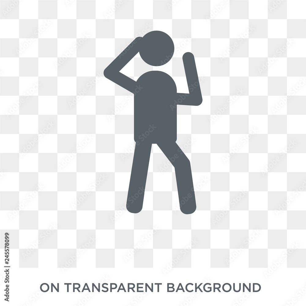Poster running icon. trendy flat vector running icon on transparent background from activity and hobbies co