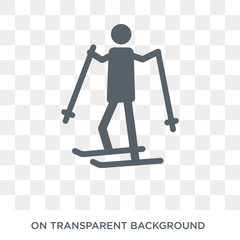 Skiing icon. Trendy flat vector Skiing icon on transparent background from Activity and Hobbies collection. High quality filled Skiing symbol use for web and mobile