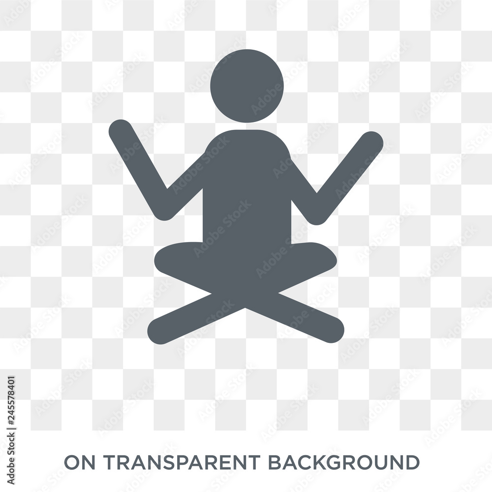 Poster meditating icon. trendy flat vector meditating icon on transparent background from activity and hobb