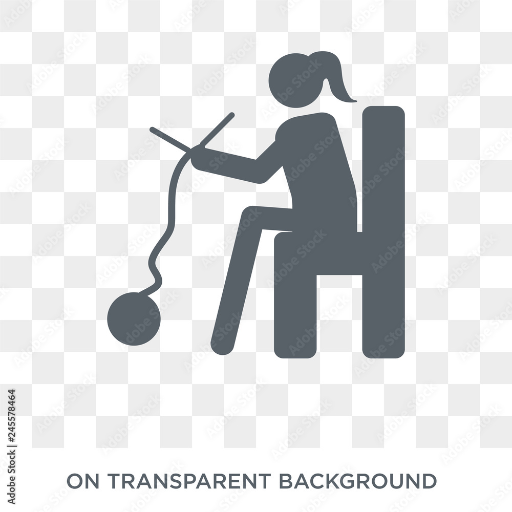 Poster knitting icon. trendy flat vector knitting icon on transparent background from activity and hobbies 