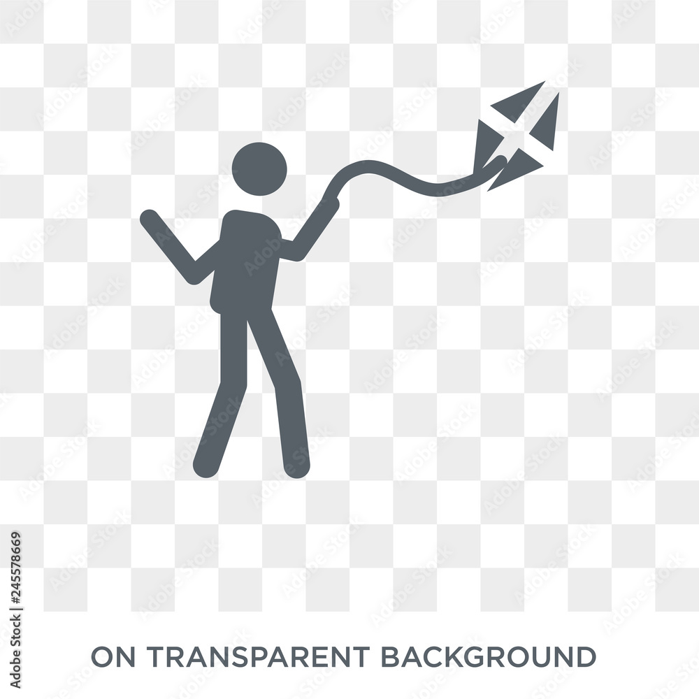 Poster flying a kite icon. trendy flat vector flying a kite icon on transparent background from activity an
